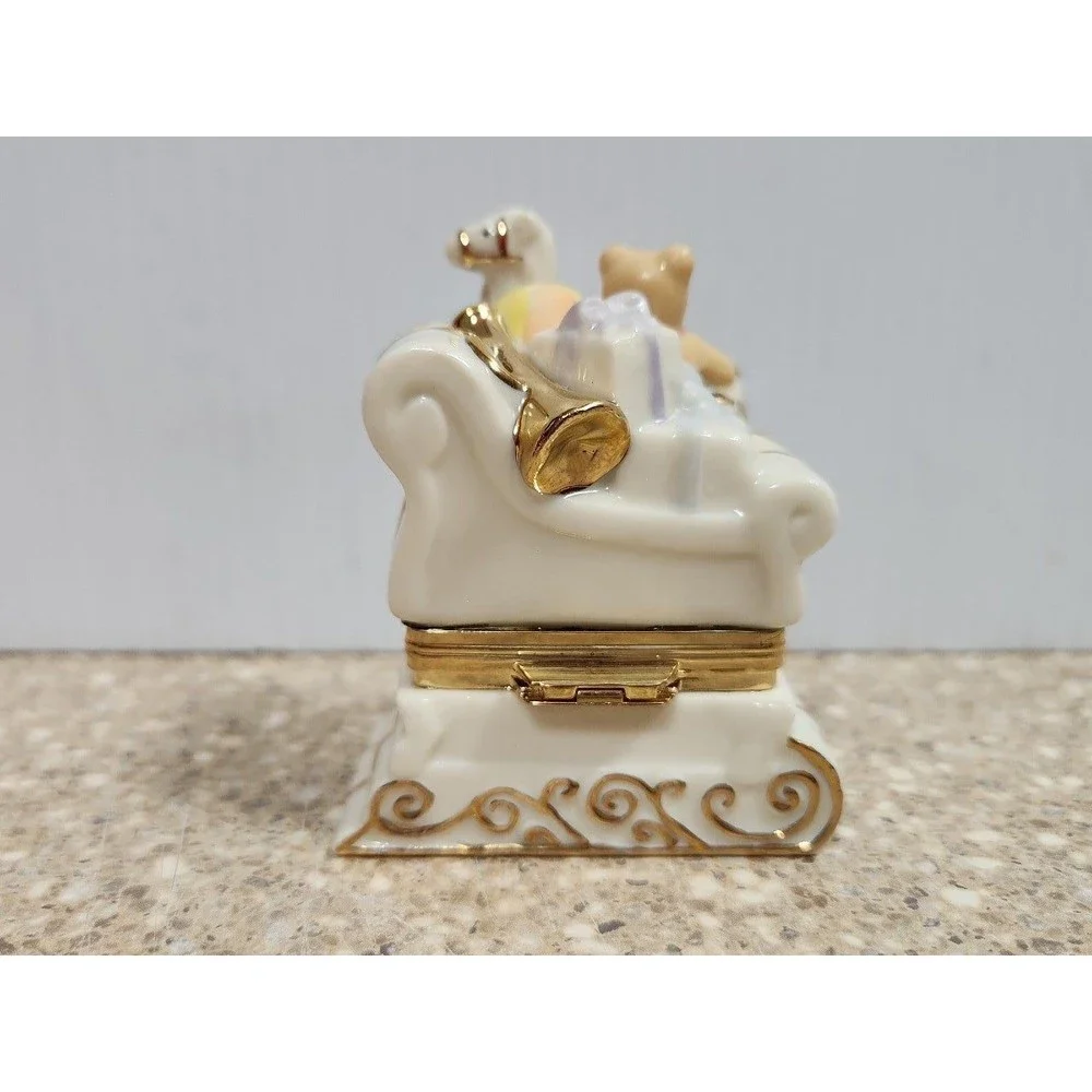 Vintage Lenox Christmas Sleigh Treasure Box Horse Bear
